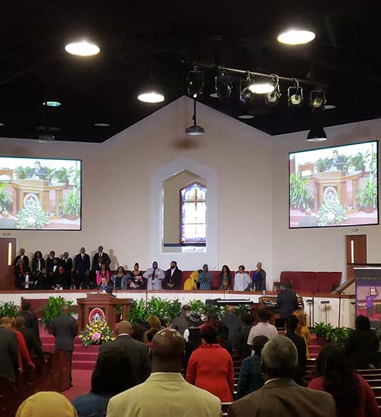 church members in the sanctuary